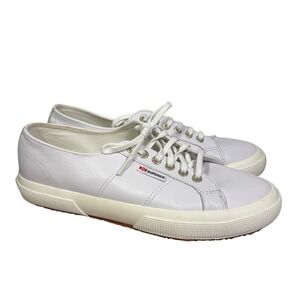 Superga 2750 Nappa Leather Sneakers White Ivory Sz 10.5W/9M/EU 42 Unisex Classic